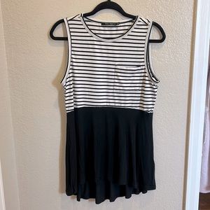 Black and white tunic tank